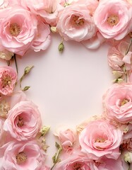 Postcard with a beautiful flower pink Lisianthus. Space for text.