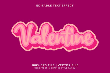 3D vector editable text effect for Love or Valentine event with pink monochrome color