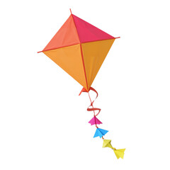 Colorful kite with bright orange, pink, and yellow design