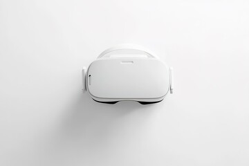 VR headset on white background, top view, minimalistic design, technology concept