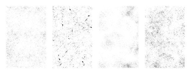 Overlay textures set stamp with grunge effect. Old damage Dirty grainy and scratches. Set of different distressed black grain texture. Distress overlay vector textures. 
