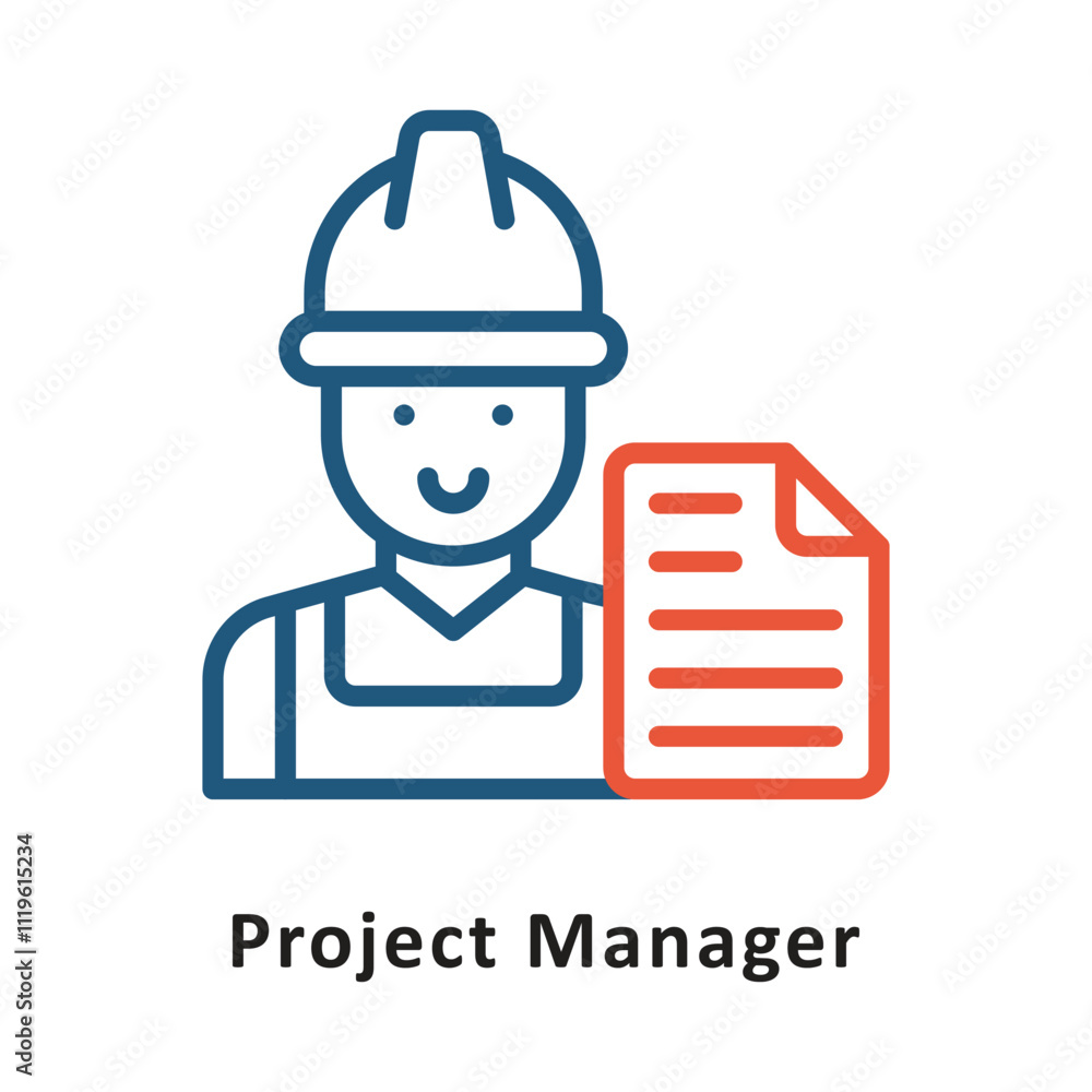 Poster project manager vector two colors outline icon. eps 10 file