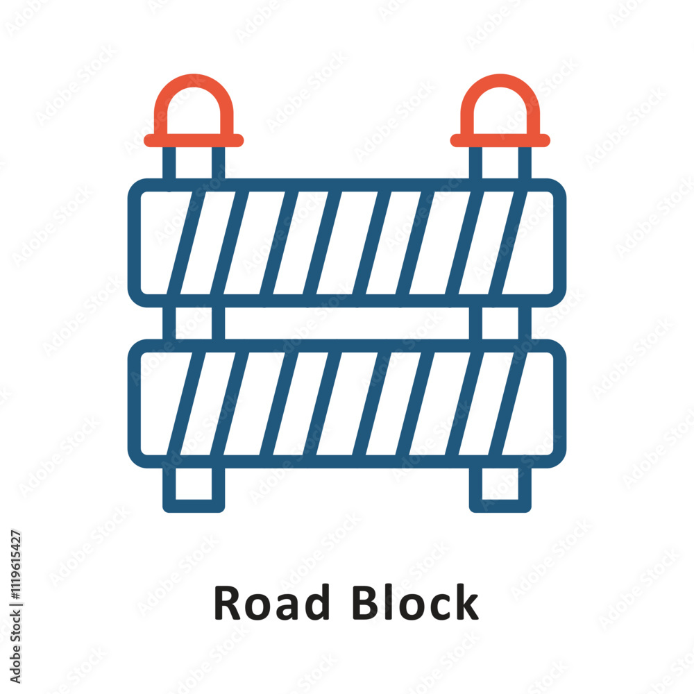 Poster road block vector two colors outline icon. eps 10 file