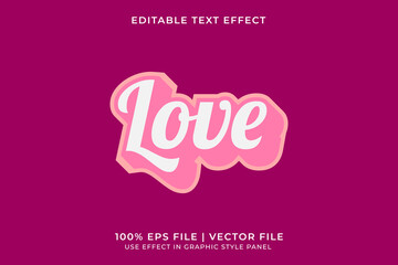 3D vector editable text effect for Love or Valentine event with pink monochrome color