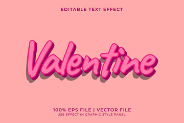 3D vector editable text effect for Love or Valentine event with pink monochrome color