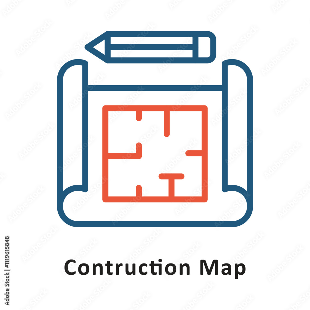 Poster contruction map vector two colors outline icon. eps 10 file