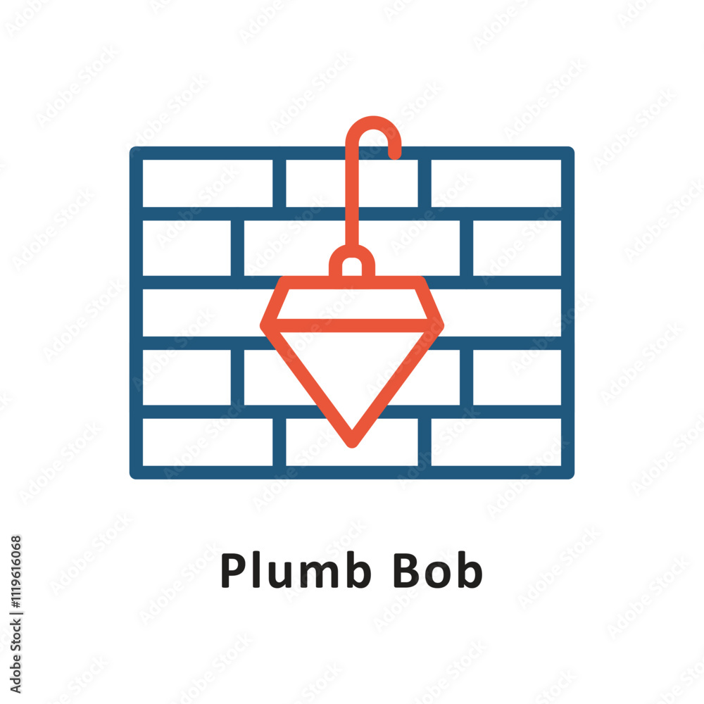 Poster plumb bob vector two colors outline icon. eps 10 file