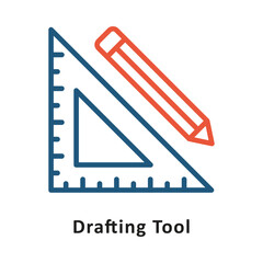 Drafting Tool Vector Two Colors Outline Icon. Eps 10 File 