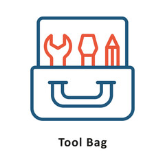 Tool Bag Vector Two Colors Outline Icon. Eps 10 File 