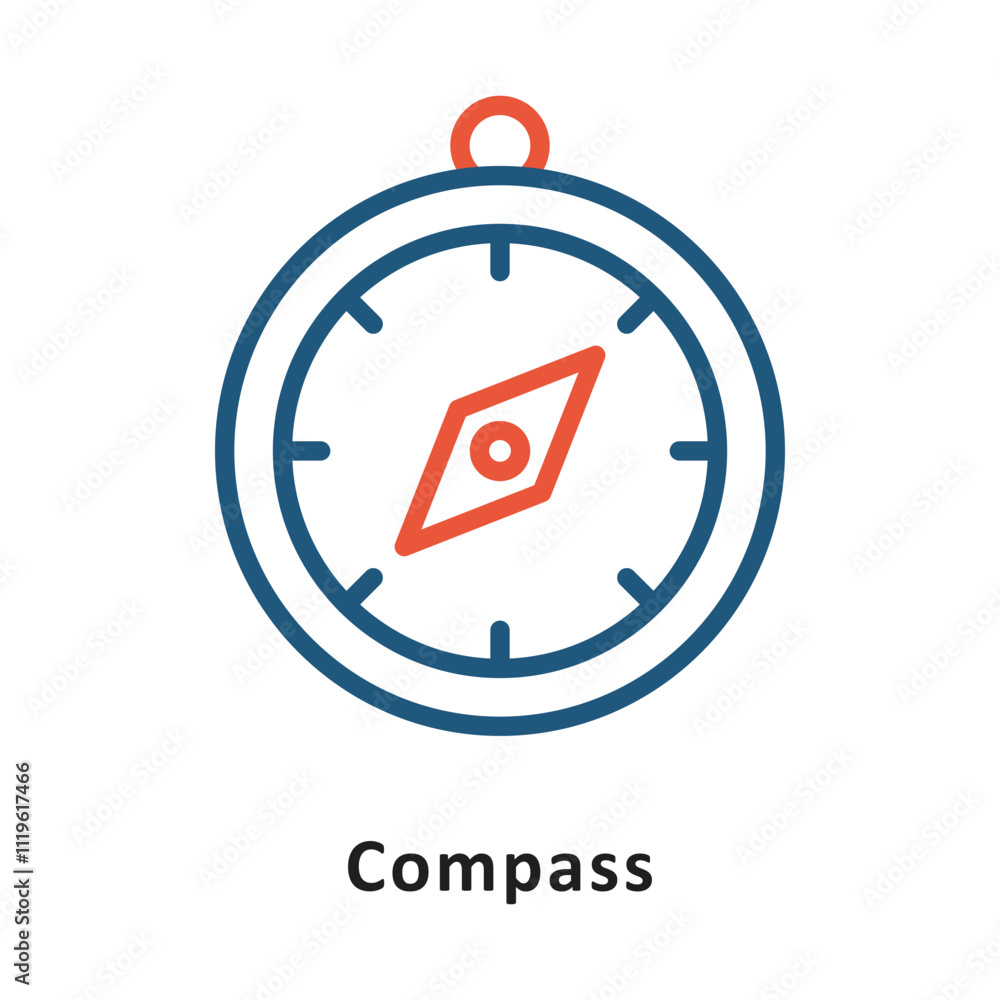 Poster compas vector two colors outline icon. eps 10 file