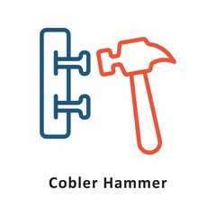 Obraz premium Cobler Hammer Vector Two Colors Outline Icon. Eps 10 File 