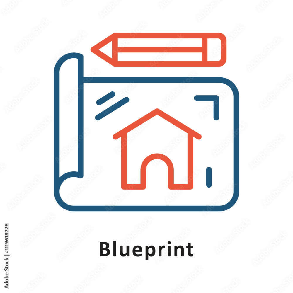Poster blueprint vector two colors outline icon. eps 10 file