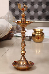south indian lamp also called kuthu vilaku or kamatchi amman vilaku 