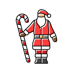 santa claus holding a candy cane color icon vector. santa claus holding a candy cane sign. isolated symbol illustration