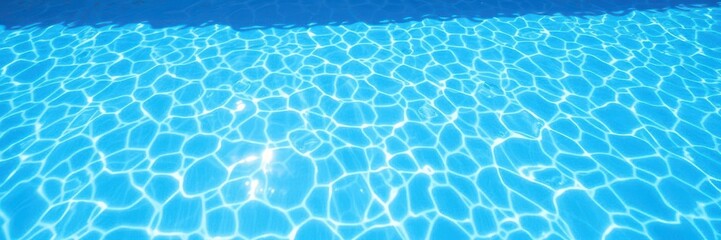 Obraz premium Clear blue water in a sparkling swimming pool with sun reflecting on surface, relaxation, water