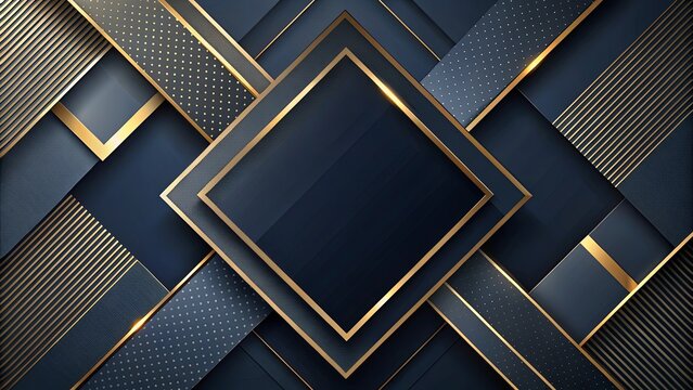 Abstract Navy Blue and Gold Geometric Design with Elegant Overlapping Shapes and Luxurious Textures