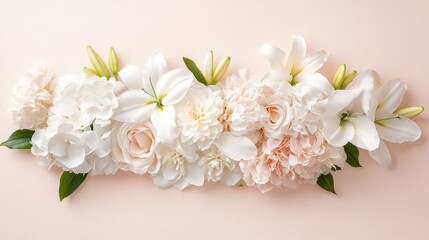 Elegant Arrangement of White Lilies and Blush Peonies on a Soft Background for Floral Decor or Wedding Themes