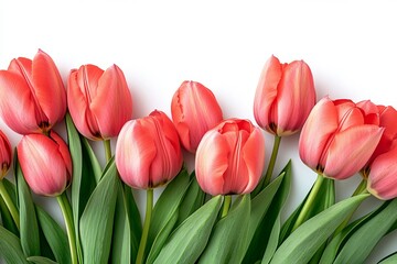 Obraz premium Wallpaper with delicate pink flowers on a white background. Frame of small spring flowers. Space for text.
