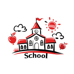 Outline Illustration of Scool Doodle, The image is simple and minimalistic,