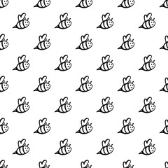 Seamless pattern with happy bees doodle for decorative print, wrapping paper, greeting cards, wallpaper and fabric