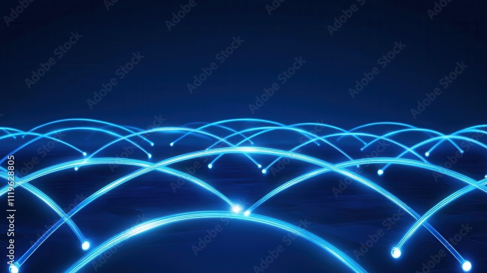Poster futuristic blue lines representing connection and data flow in digital space
