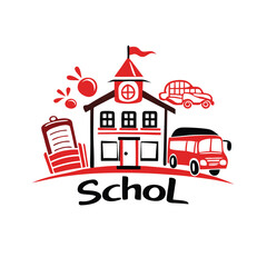 Fototapeta premium Outline Illustration of Scool Doodle, The image is simple and minimalistic,