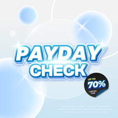 Payday Sale discount deals Editable text with soft blue gradient 3d bubbles circle banner