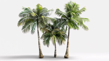 Obraz premium Areca Palm and Coconut Palm Trees: Transparent background 3D rendering for illustration, digital composition, and architectural visualization.