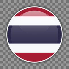 Thai flag icon on checkered background. Vector icon for mobile apps, UI or web design