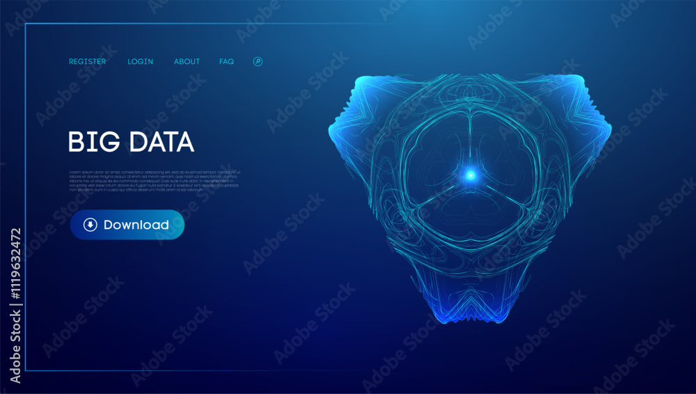 Poster geometric abstract big data visualization. data science and technology.