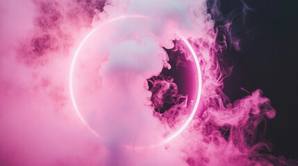 smoke ring among neon circle
