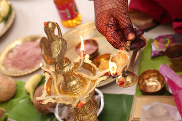 south indian lamp also called kuthu vilaku or kamatchi amman vilaku 