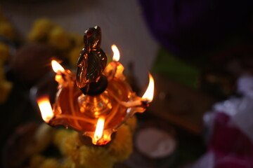 south indian lamp also called kuthu vilaku or kamatchi amman vilaku 