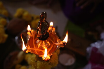 south indian lamp also called kuthu vilaku or kamatchi amman vilaku 