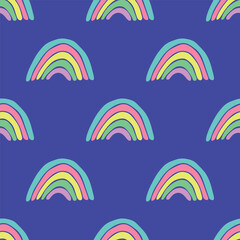 Seamless pattern with rainbow doodle for decorative print, wrapping paper, greeting cards, wallpaper and fabric