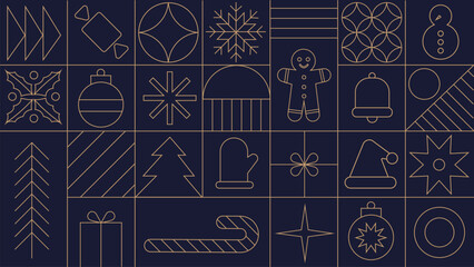 Abstract Modern Christmas geometric with simple outline vector background