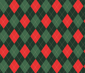 Traditional Scottish ornament argyle plaid Christmas pattern