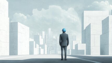 Architect viewing futuristic city model. (1)