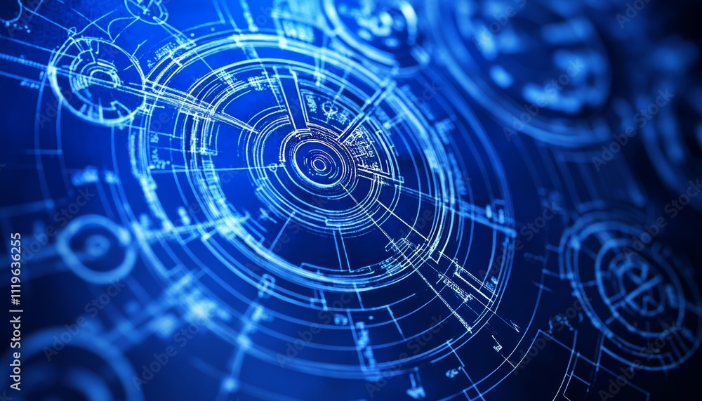 Aufkleber futuristic blueprint design intricate digital scheme for innovation and progress in technology