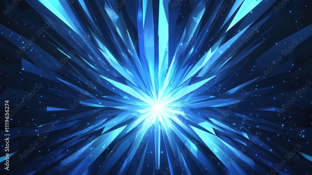 Poster dynamic electric blue abstract interface generating light and energy in vibrant visual display