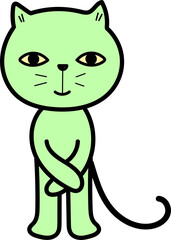 Doodle cat green kitten pet animals art funny cute artwork 