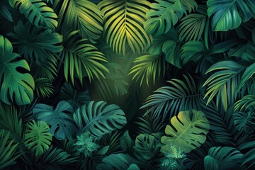 Tropical jungle beauty sunlight streaming through lush foliage