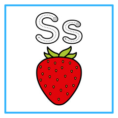 tracing alfabet flat strawberry illustration © Rahmatullah