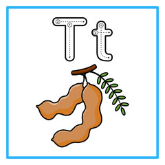 tracing alfabet tamarind fruit illustration © Rahmatullah
