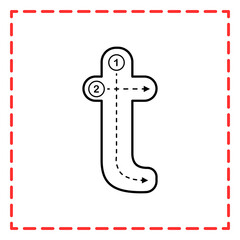 tracing alfabet t illustration © Rahmatullah