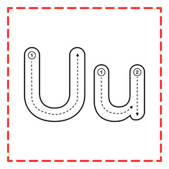 tracing alfabet u set illustration