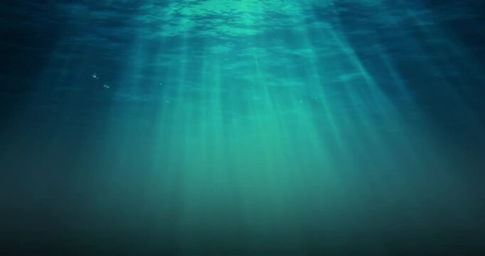 light rays, seamless loop of deep blue ocean waves from underwater background