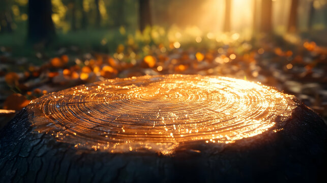 Golden Tree Stump Background Illustration - Powered by Adobe