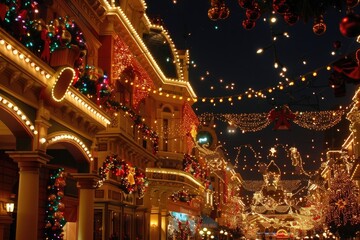 House decorated with colorful lights in christmas time