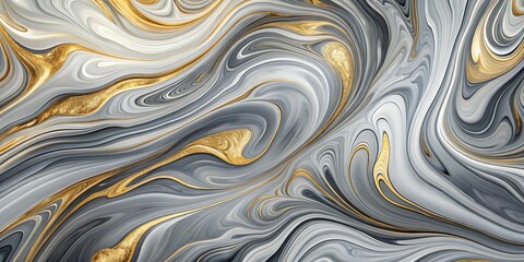 Obraz premium Abstract Swirling Gray and Gold Liquid Marble Texture Elegant Design for Modern Decor